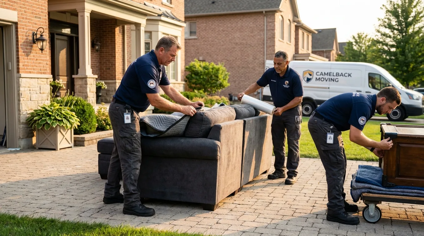 Large estate moving crew wrapping furniture in Midland, NC